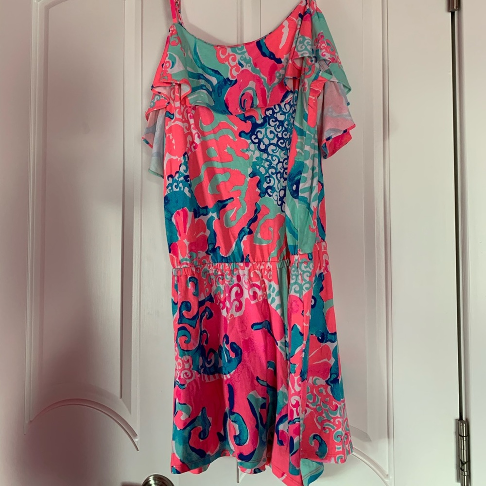 Lily Pulitzer stretchy cold shoulder romper